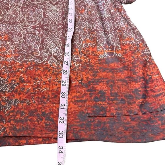 Exclusive Mandala Print Tunic Dress in Rust Long Sleeve Shift Pockets M - Picture 8 of 12
